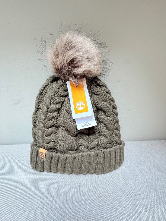 Timberland Accessories - Timberland Cable Knit Hat With Faux Fur Pom Pom New With Tag